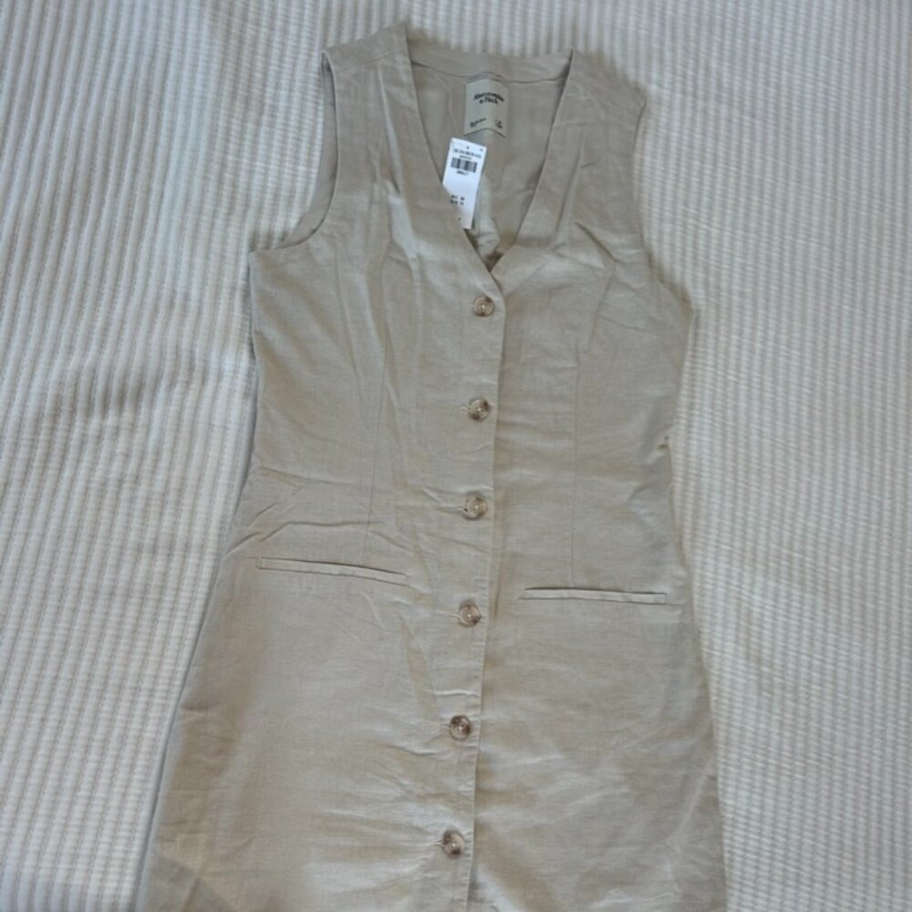 A&F Mara Linen Blend Vest Mini Dress - NEW